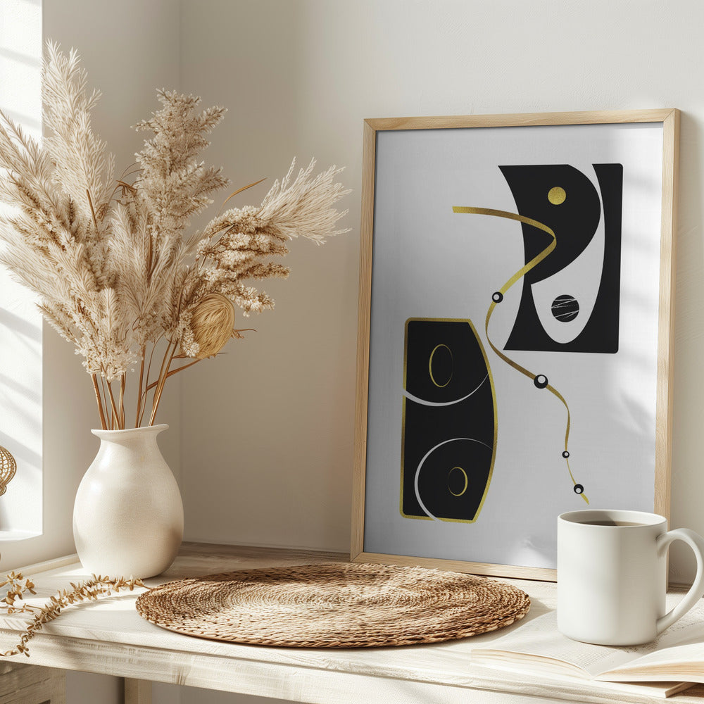 Black & White Abstract No. 2 | gold Poster